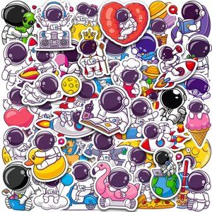 50pcs Astronaut Stickers - No Repeats - Waterproof